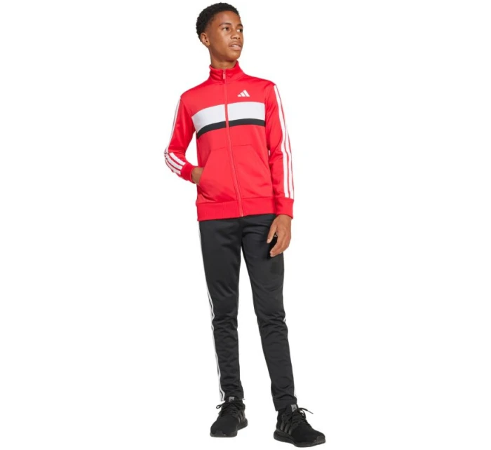 Dětská tepláková souprava adidas Seasonal Essentials Tiberio 3-Stripes Tricot červená/černá JI6214 Dětská tepláková souprava adidas Seasonal Essentials Tiberio 3-Stripes Tricot červená/černá JI6214