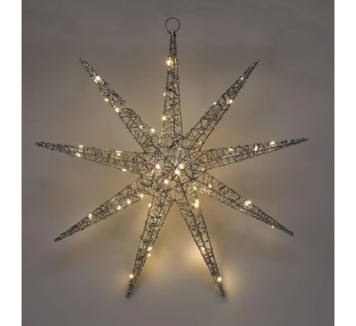 OZDOBNÝ PŘÍVĚSEK SNĚHOVÉ VLOČKY 50LED STŘÍBRA