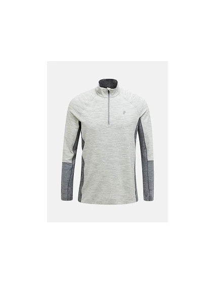 Termoaktivní mikina Peak Performance Magic Half Zip Wool-Blend BL – středně šedá mel/šedá mel, velikost: L