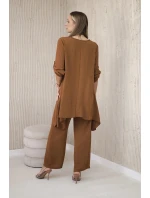 Sada halenky + kalhot s přívěskem tmavý velbloud Sada halenky + kalhot s přívěskem tmavý velbloud