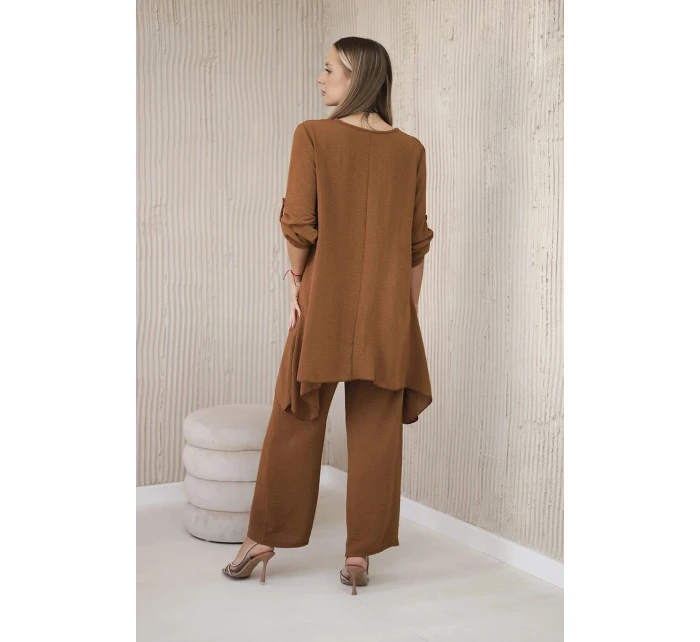 Sada halenky + kalhot s přívěskem tmavý velbloud Sada halenky + kalhot s přívěskem tmavý velbloud