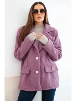 Dámská bunda z měkkého model 21908669 s límcem fialová - K-Fashion
