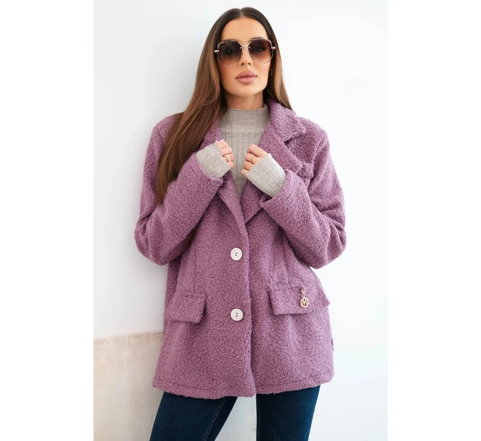 Dámská bunda z měkkého model 21908669 s límcem fialová - K-Fashion