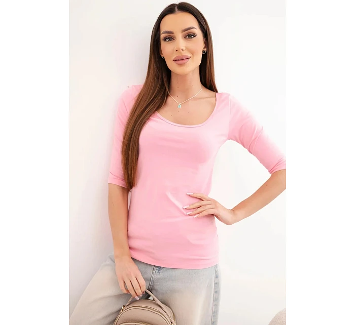 Halenka kulatý výstřih světle růžová