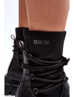 Boty Na Masivní Platformě S Tkaničkou Černé Big Star MM274590 Boty Na Masivní Platformě S Tkaničkou Černé Big Star MM274590