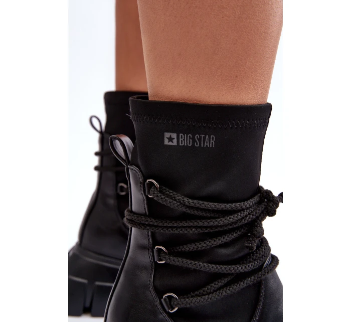 Boty Na Masivní Platformě S Tkaničkou Černé Big Star MM274590 Boty Na Masivní Platformě S Tkaničkou Černé Big Star MM274590