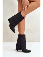 Dámské boty na podpatku se svrškem a  černé model 21670413 - Boto
