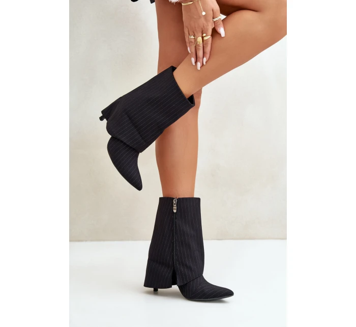 Dámské boty na podpatku se svrškem a  černé model 21670413 - Boto