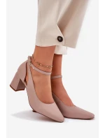 Kožené Lodičky Na Podpatku model 21694783 Béžové - Maciejka Kožené Lodičky Na Podpatku model 21694783 Béžové - Maciejka