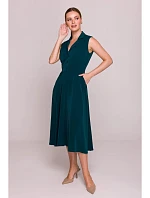 S409 Košilové šaty ve fitted střihu - zelené