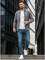 Pánská světle šedá mikina na zip FashionStreet BX4773 Pánská světle šedá mikina na zip FashionStreet BX4773