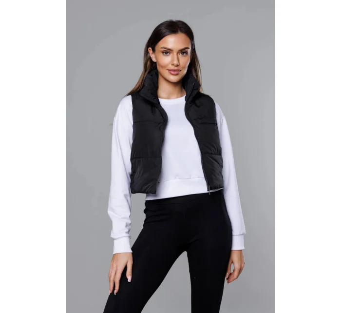 Krátká černá vesta se stojáčkem model 18266810 - J.STYLE Krátká černá vesta se stojáčkem model 18266810 - J.STYLE