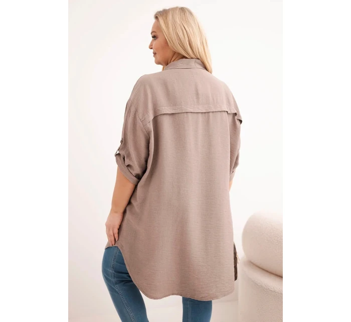 Dámská košile Plus Size z viskózy s delším zadním dílem fango Dámská košile Plus Size z viskózy s delším zadním dílem fango