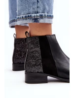 Dámské sbalené boty na plochém podpatku s cvočky černé Messio Dámské sbalené boty na plochém podpatku s cvočky černé Messio