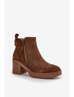 Zateplené Dámské Boty Na Podpatku Z Tmavě Hnědé model 21667446 - Boto Zateplené Dámské Boty Na Podpatku Z Tmavě Hnědé model 21667446 - Boto