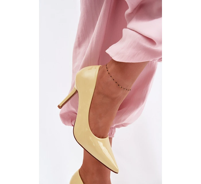 Klasické lakované lodičky z umělé kůže Žluté Odira