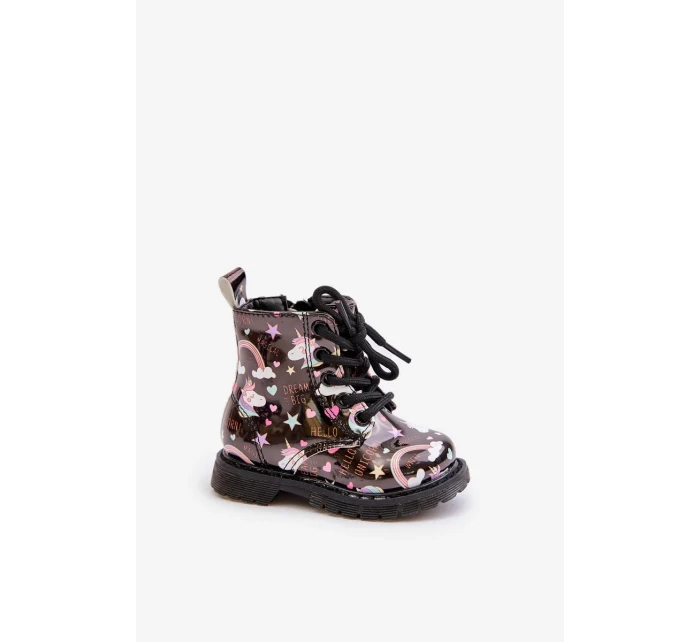 Dětské Zateplené Kotníkové Boty s Zipem Jednorožci Černé Tiptop Dětské Zateplené Kotníkové Boty s Zipem Jednorožci Černé Tiptop