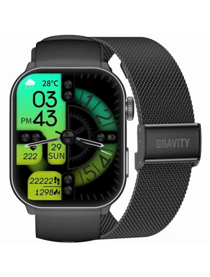 GRAVITY GT28-1 Pánské chytré hodinky s řemínkem + náramek Black GRAVITY GT28-1 Pánské chytré hodinky s řemínkem + náramek Black