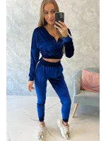 Chrpová velurová souprava Queen s nápisem