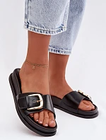 Ženské pantofle s zlatým sponou Černé Rosivana