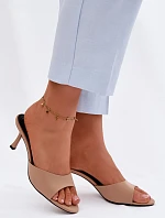 Dámské sandály na podpatku látkové Béžové Selmira