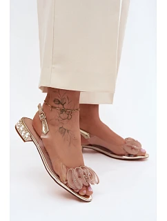 Dámské sandály průhledné s krystaly Zlaté D&A MR61-9002