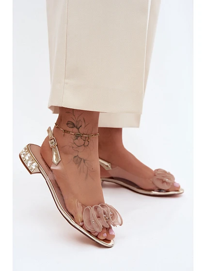 Dámské sandály průhledné s krystaly Zlaté D&A MR61-9002