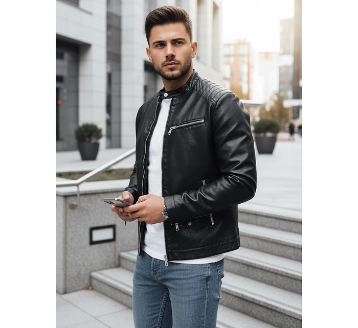 Pánská kožená bunda černá FashionStreet TX4711