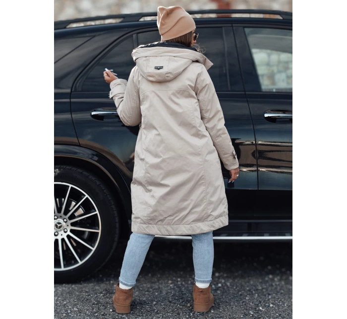 Dámská zimní bunda ELEGANTI dlouhá s kapucí světle šedá FashionStreet TY4657