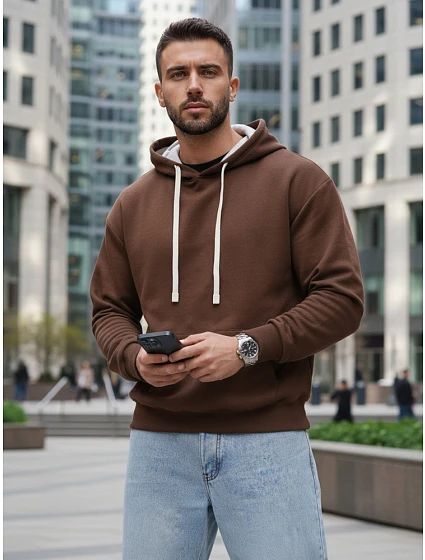 Bluza męska z kapturem brązowa model 22126359 - FashionStreet