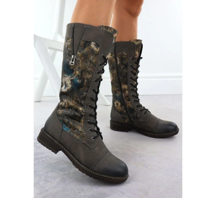 Dámské nepromokavé šněrovací boty šedé model 21905850 - Rieker Dámské nepromokavé šněrovací boty šedé model 21905850 - Rieker