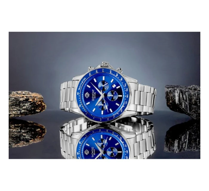 Pánské hodinky Giewont Chronograph Sapphire Silver Blue GW3520-B3