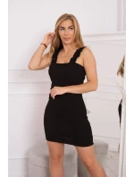 Černé nařasené šaty bez ramínek