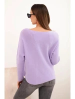 Svetr dámský z viskózy s výstřihem do V světle fialový Svetr dámský z viskózy s výstřihem do V světle fialový