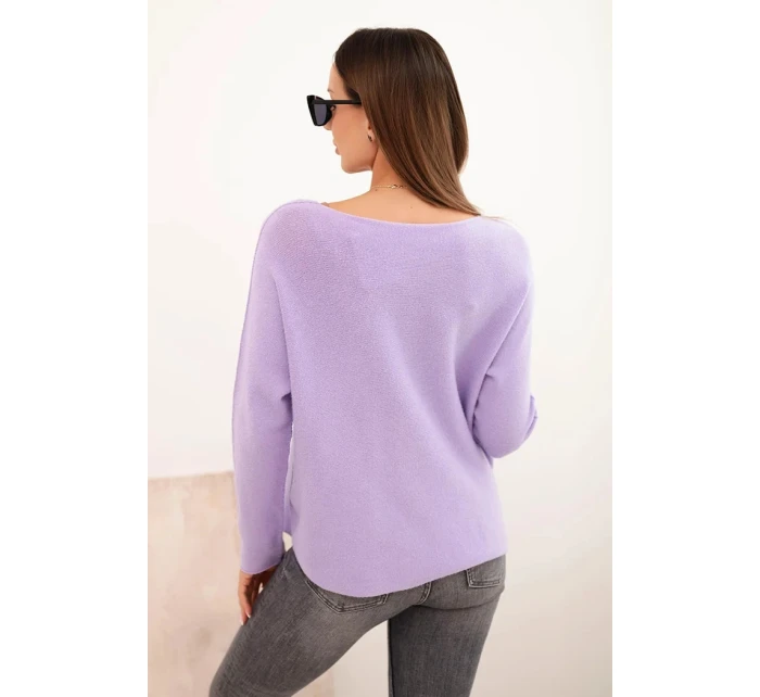 Svetr dámský z viskózy s výstřihem do V světle fialový Svetr dámský z viskózy s výstřihem do V světle fialový