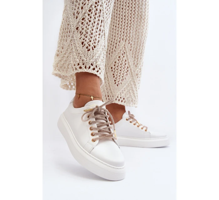 Kožené dámské sportovní boty CheBello 4362 bílé
