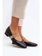 Dámské kožené baleríny na plochém podpatku model 21651882 černé - Laura Messi