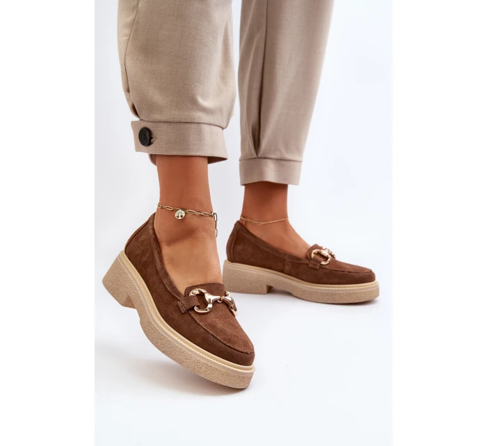 Zazoo 3429 Zamszové Dámské Mokasíny S Ozdobou Hnědé