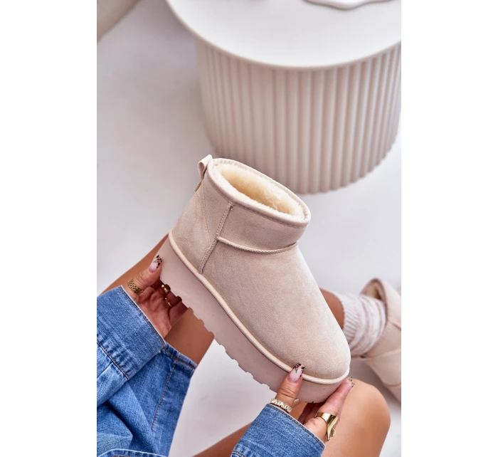 Dámské Sněhule Na Platformě Zateplené Kožíškem Světle Béžové model 21672090 - Boto Dámské Sněhule Na Platformě Zateplené Kožíškem Světle Béžové model 21672090 - Boto