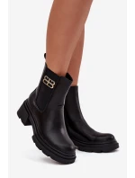 Dámské kotníkové boty se zlatým detailem zateplené černé model 21710118 - Boto