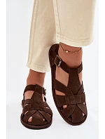 Dámské Sandály Ploché z Semiše Big Star Čokoládové model 22064182 - Big Star Shoes Dámské Sandály Ploché z Semiše Big Star Čokoládové model 22064182 - Big Star Shoes