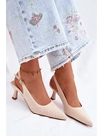 Textilní sandály  béžové model 22261643 - SWEET SHOES