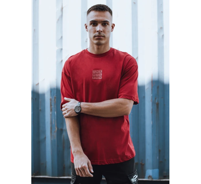 Pánské tričko s potiskem bordó Dstreet RX5522 Pánské tričko s potiskem bordó Dstreet RX5522