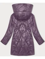Fialová dámská bunda s ozdobnou kapucí (B8215-71)