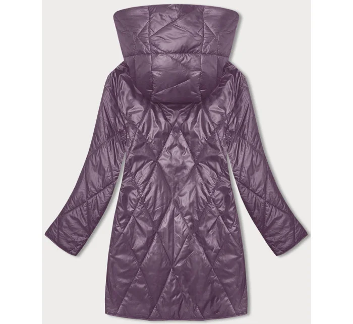 Fialová dámská bunda s ozdobnou kapucí (B8215-71)