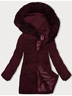 Zimowa kurtka damska z kapturem bordowa model 21789559 - J.STYLE Zimowa kurtka damska z kapturem bordowa model 21789559 - J.STYLE