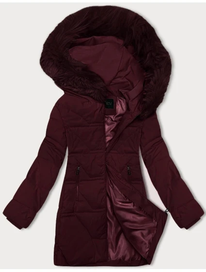 Dámská zimní bunda ve vínové bordó barvě s kapucí J Style (16M9099-06)