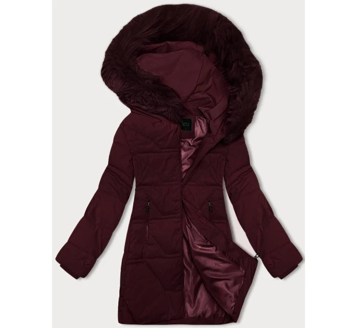 Dámská zimní bunda ve vínové bordó barvě s kapucí J Style (16M9099-06)