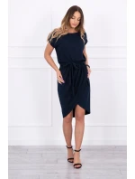 Šaty s obálkovým spodním dílem v tmavě modré barvě