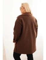 Dámský kabát Plus Size s vlnou a kapsami model 21393330 - K-Fashion
